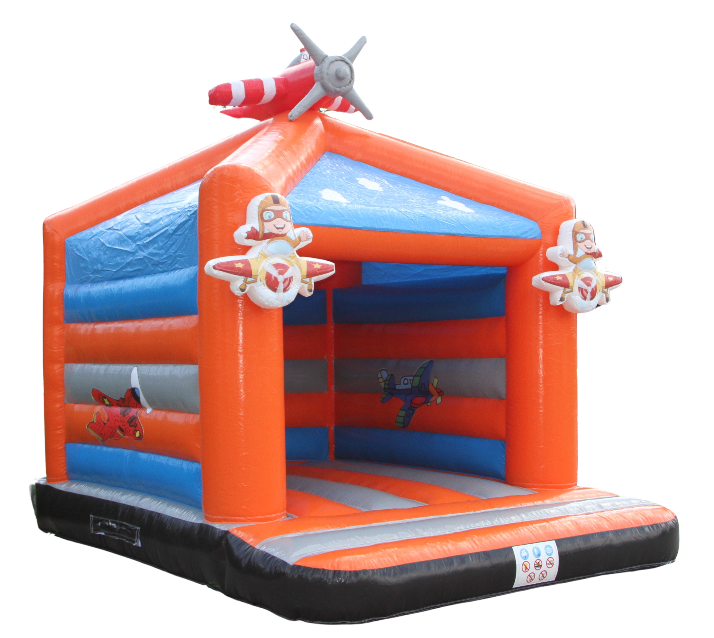 springkussen 5x4 m vliegtuig met glijbaan