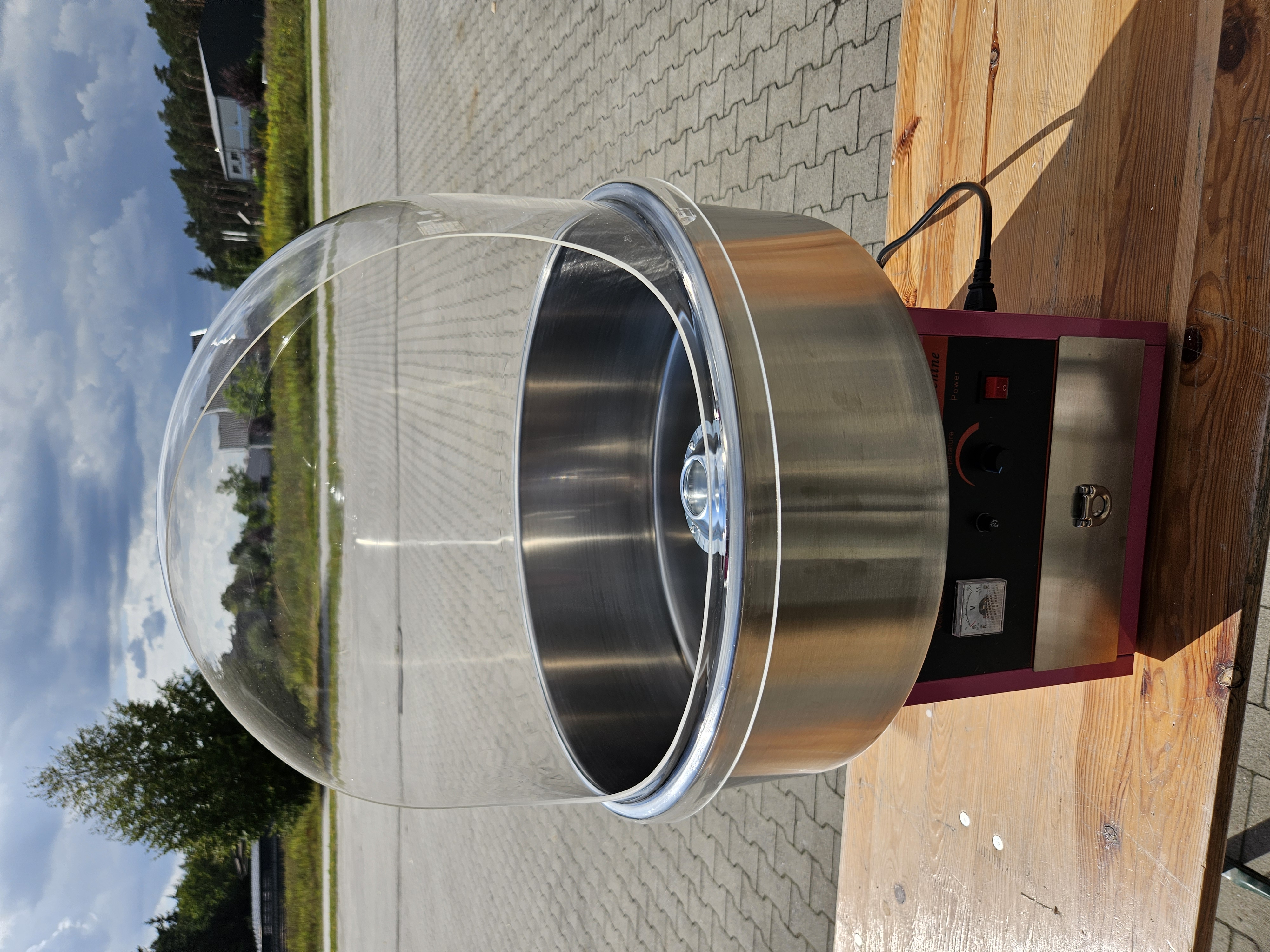 Suikerspinmachine met kom en spatbescherming