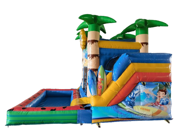 Springkussen met pool - 4,5x3,5 m - Beach