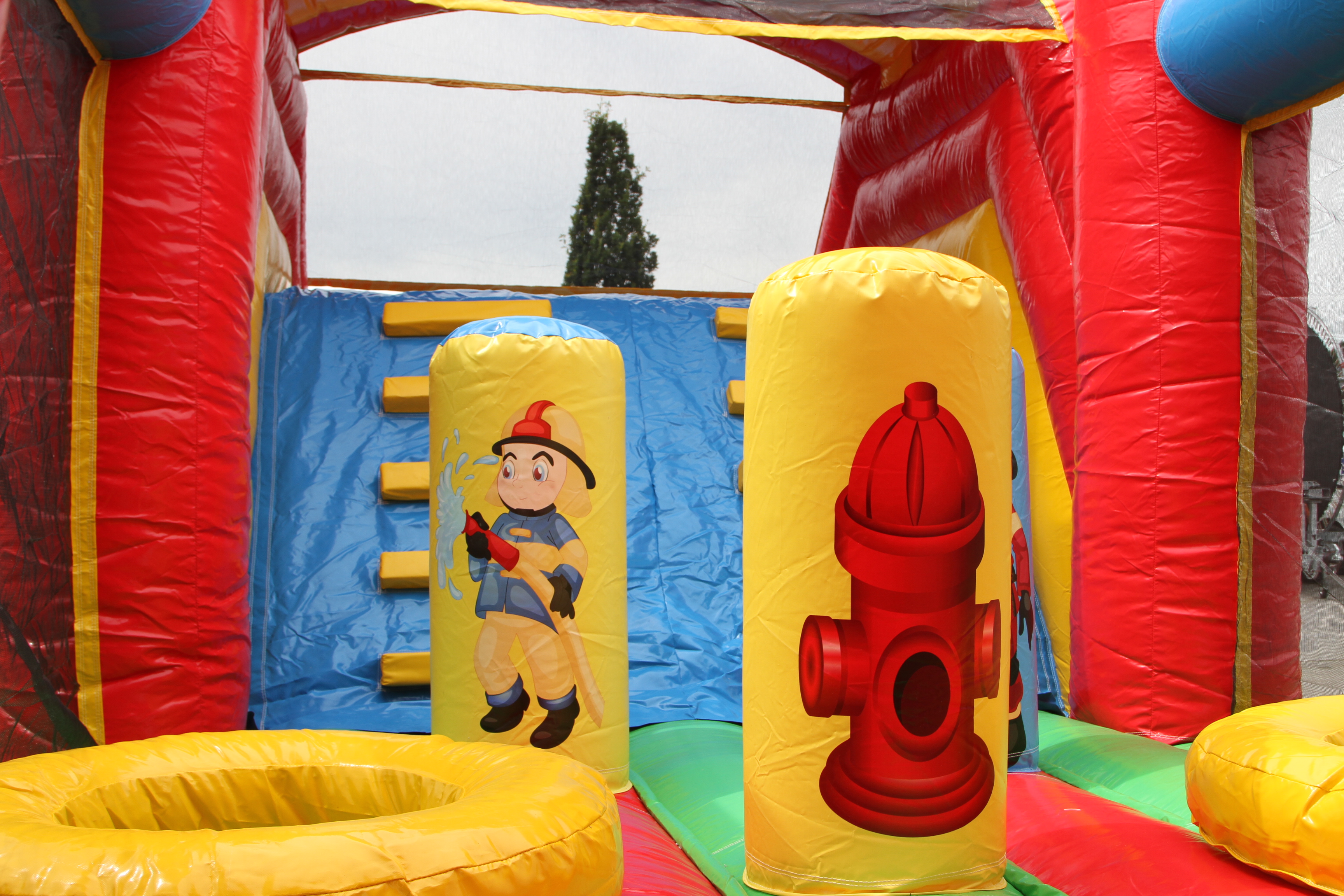 Stormbaan brandweer met glijbaan - 10x3,1x5m