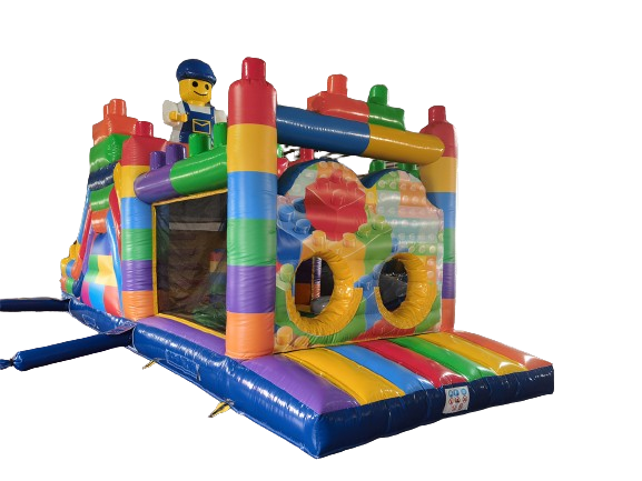 Stormbaan bouwblokken met glijbaan - 10x3,1 m